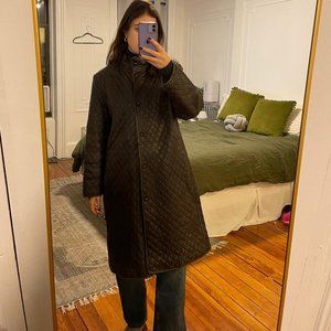 Vintage Brown Quilted Real Leather Coat